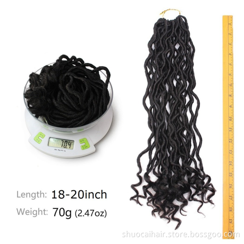 Ombre Wavy Faux Locs Corchet Hair with Curly Ends 18inch Pre Looped Goddess Locs Crochet Hair Synthetic Braiding Hair Extensions